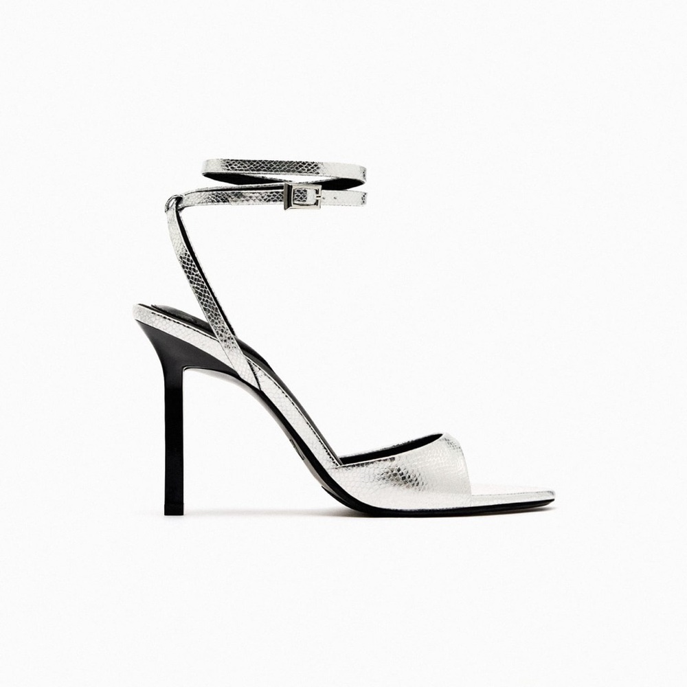 Zara Silver and Black Heels